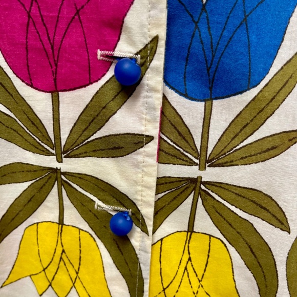 Cool DEMA (San Francisco) ~ ¾ Sleeve, Tulip Print Top–Size L - Picture 4 of 7